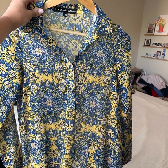 For Love And Lemons Blue and Yellow Maxi Dress - Picture 3 of 7